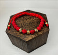 Pulsera Hilo 3 Balines Diamantados y Neopreno