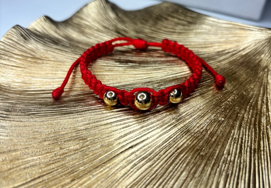 Pulsera Hilo 3 Balines Lisos Unisex