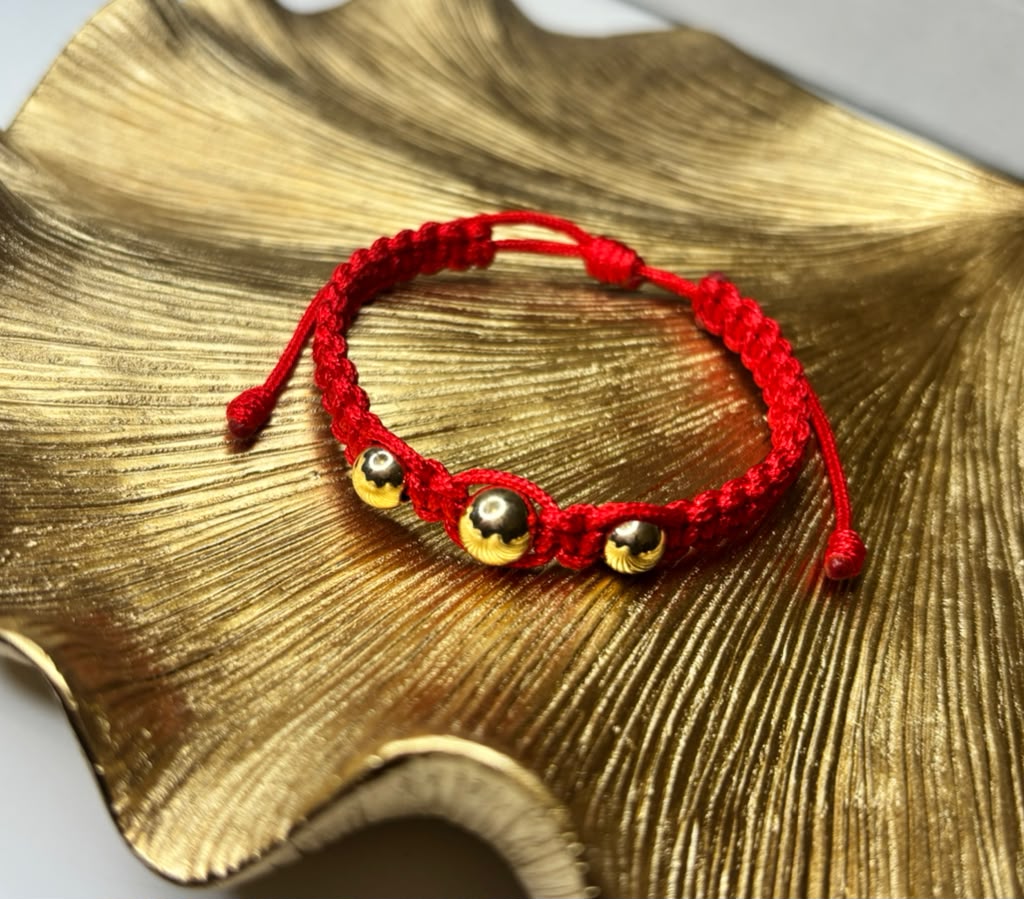 Pulsera Hilo 3 Balines Lisos Unisex
